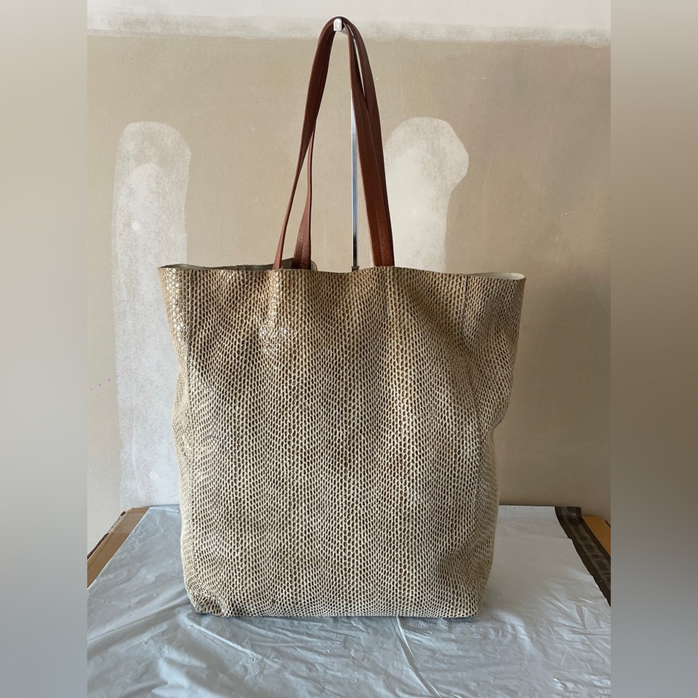 Sorial Snake-embossed Rubina Leather Black Tote Bag Shopper Handles
